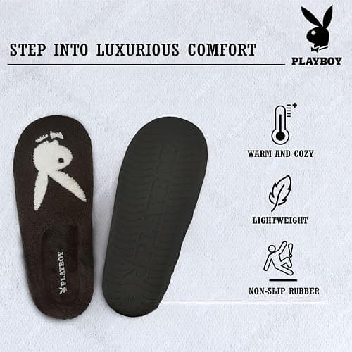 Playboy Mens Slippers Gifts for Men Extra Cozy Fuzzy House Slippers Slip On thumbnail 5
