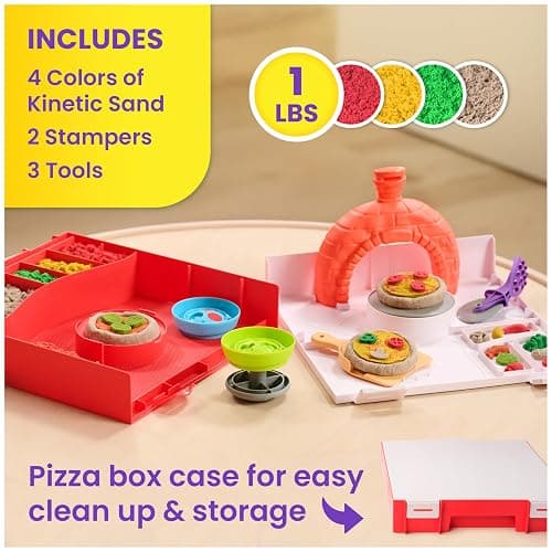 Kinetic Sand, SquishPizza Rising Pizza Oven Playset with 1lb Play Sand & 5 Tools, Play Food Arts & Crafts, Holiday Gifts & Stocking Stuffers for Kids Ages 3 and up thumbnail 4