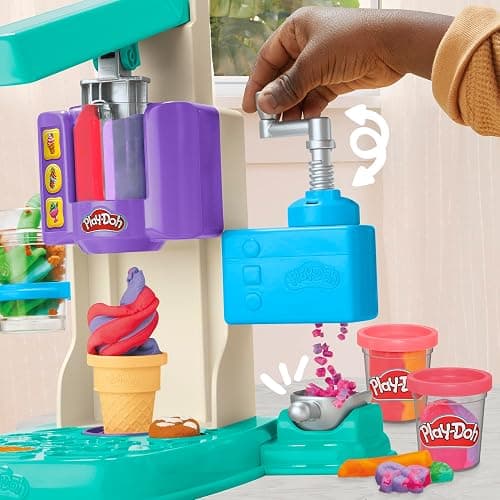 Play-Doh Rainbow Swirl Ice Cream Playset with 7 Pretend Play Kitchen Accessories, Arts and Crafts Toys for 3 Year Old Girls and Boys and Up thumbnail 3