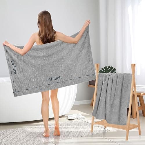 BEoffer 2 Pack Microfiber Hair Towel - 41 x 24 inches Super Soft, Absorbent, Fast Drying Without Frizz Hair Towel Wrap for Women Long, Thick, Curly Hair - Hair Turbans with Elastic Strap thumbnail 5