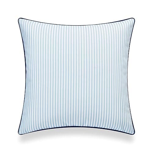 Hofdeco Premium Coastal Hampton Style Patio Indoor Outdoor Pillow Cover Only, 20"x20" Water Resistant for Backyard, Couch, Blue Stripe - Blue Striped 20"x20" thumbnail 5