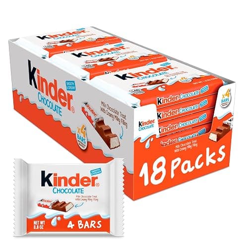 Kinder Chocolate, 18 Four Count Packs, Milk Chocolate Bar with Creamy Milky Filling, Individually Wrapped Candy, 1.8 oz Each - Image 1
