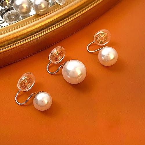 Pearl Clip on Earrings for Women Gold Plated Pearl Earrings Non Pierced Pearl Cuff Earrings Wedding Earrings for Bride Party Prom Jewelry Gifts thumbnail 5