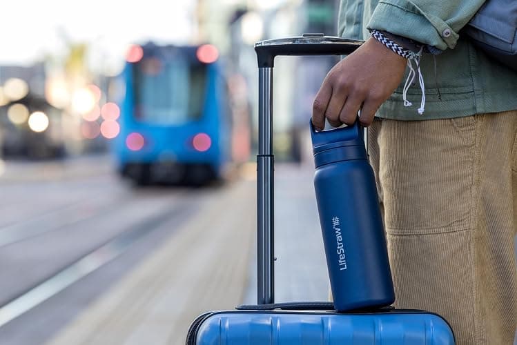 LifeStraw Go Series — Insulated Stainless Steel Water Filter Bottle for Travel and Everyday Use Removes Bacteria, Parasites and Microplastics, Improves Taste, 24oz Aegean Sea thumbnail 6