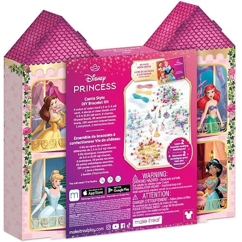 Make It Real: Disney Princess: Castle Style DIY Bracelet Kit - 332 pcs Jewelry Set, Create 12 Bracelets, 8 Exclusive Charms, Girls & Kids Ages 6+ thumbnail 3