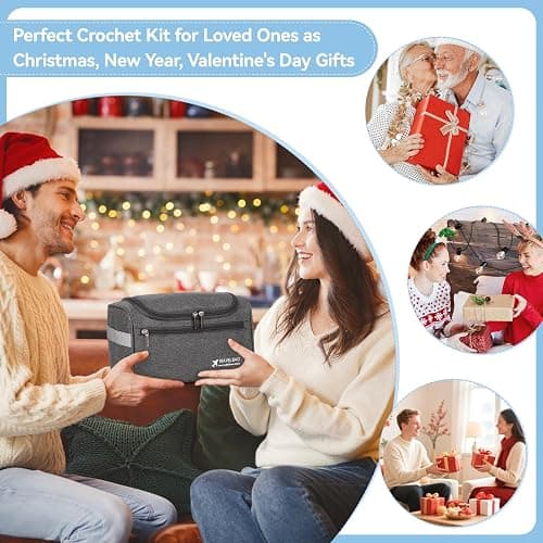 Reessy Crochet Kits for Beginners Adults, Complete Crochet Kit with 15Pcs × 25g Yarn Ergonomic Metal Crochet Hooks 2.0-10.0mm Storage Bag, Crochet Starter Kits for Adults Learn to Crochet- Grey thumbnail 8
