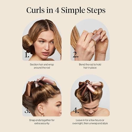 Kitsch Satin Hair Curlers, Heatless Curling Rod - Jumbo Flexi Rod, Heatless Hair Curler - Hair Curlers to Sleep In - No Heat Overnight Curls - For All Hair Types and Texture - 4pcs Rosewood thumbnail 7