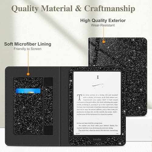 Fintie Case for 7"/6.8" Kindle Paperwhite(12th/11th Generation-2024/2021) and Kindle Colorsoft Signature Edition -Slim Foldable Stand Cover Auto Wake/Sleep for Paperwhite 2024, Glitter Black thumbnail 7