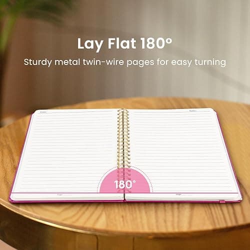 Taja Lined Spiral Journal Notebook for Women & Men, 140 Pages, College Ruled Hardcover Notebook for Work & Note Taking, Journals for Writing, A5(6"x8") - Berry Pink thumbnail 4