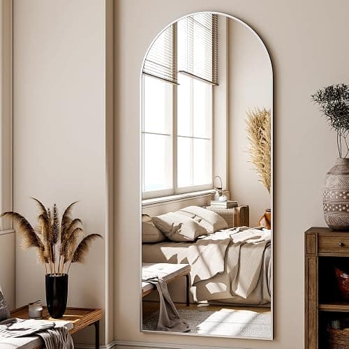 XRAMFY 56"x21" Floor Full Length Mirror Standing Full Body Rounded Corner Rectangle Mirrors with Stand Hanging Wall Mounted Leaning Bedroom Living Room Bedroom Cloakroom thumbnail 4