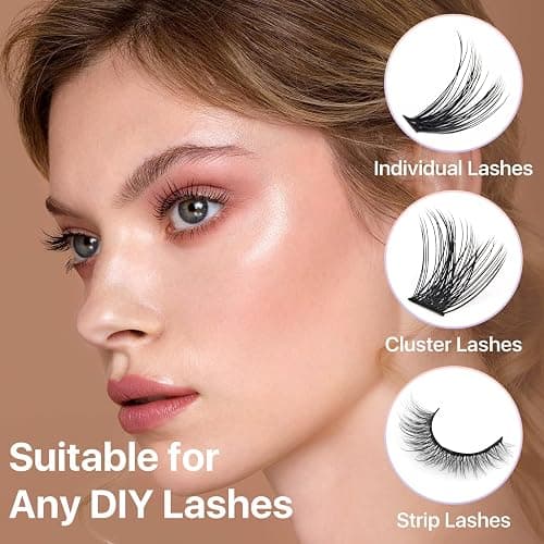 Miuffue Eyelash Glue, Lash Bond and Seal, Latex-Free Lash Glue for Sensitive Eyes, Waterproof Strong Hold Eyelash Cluster Adhesive for 72 Hours thumbnail 4