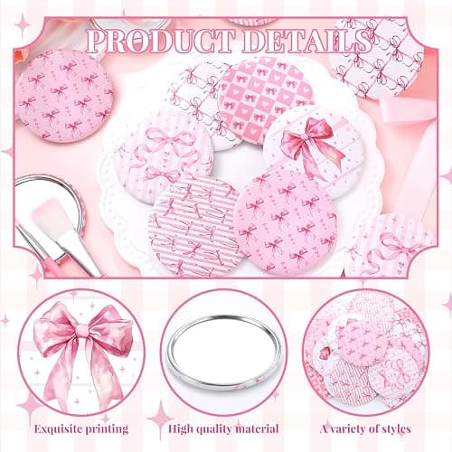 Geelin 12 Pcs Pink Compact Mirror Bulk Pink Bow Party Favors Coquette Aesthetic Mini Mirror for Purse Pocket Women Girl Birthday Valentines Day Gift Wedding Bridal Shower thumbnail 3
