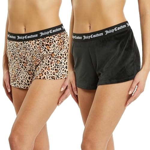 Juicy Couture Velvet Fleece Shorts 2 Piece Designer Pajama Set for Women, 2-Pack Sleep and Lounge Shorts thumbnail 2