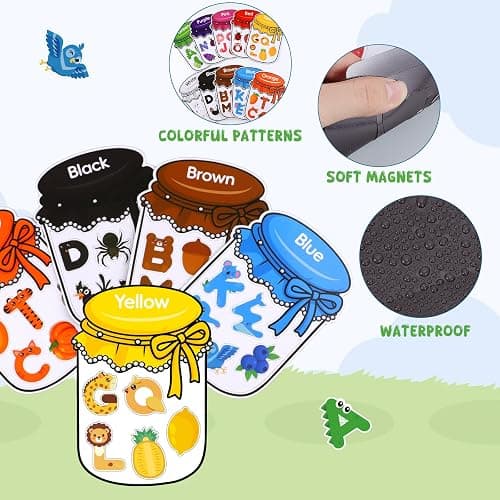 10Pcs Magnetic Color Sorting Set, 60 Cute Alphabet Animals Shape Matching Fridge Magnets for Kids Early Education Color Sorting Fine Motor Skills thumbnail 4