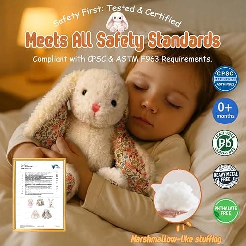 okegztoa Floral Bunny Stuffed Animal Cream French Style Blossom Romantic Rabbit Plush Toy Easter Stuffers Birthday Gifts Girlfriend Kids Party Favors Home Aesthetic Bedroom Decoration 8.7 Inch 9.5 oz thumbnail 3