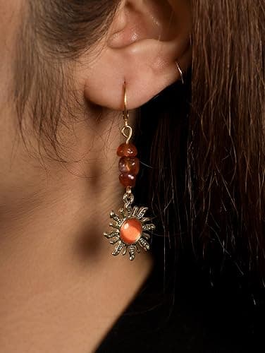 Sacina Boho Hippie Gothic Crystal Celestial Sun Earrings, Boho Earrings, Hippie Jewelry, Christmas Jewelry Gift For Women thumbnail 2