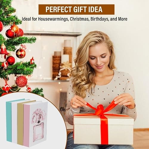 4 Pcs Decorative Books | Faux Blush Coffee Table & Shelf Decor | Empty Cardboard Boxes - No Pages Inside, They Do Not Open - Arrive Flat, You Fold Them in 2 Minutes, No Tools thumbnail 5