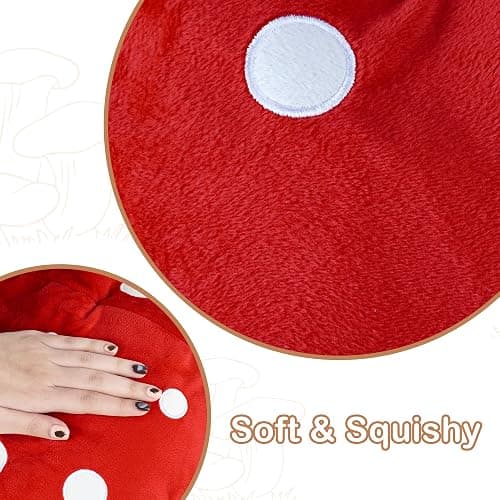 AELS 15.35 Inches Mushroom Pillow, Cute 3D Polka Dot Mushroom Plush, Decorative Throw Pillow for Mushroom Lover Sofa Couch Living Room Bedroom Nursery Decor, Red thumbnail 5