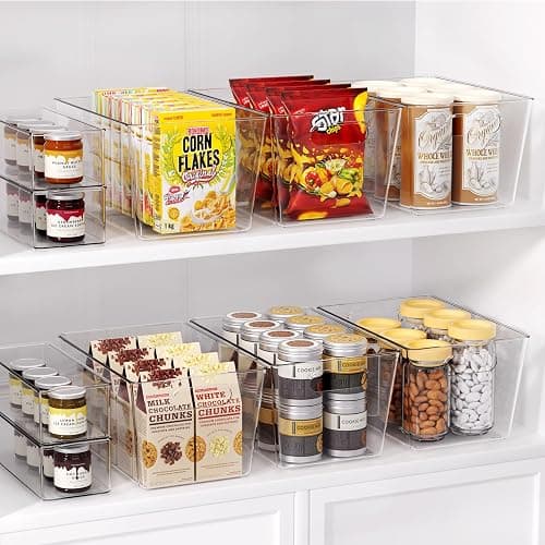 Joymeezo 8 Pack Large Clear Plastic Storage Bins, Refrigerator Cabinet Organizers with Handles for Pantry Organization and storage, Perfect for Home Organization, Kitchen, Laundry, Office& Garage thumbnail 3