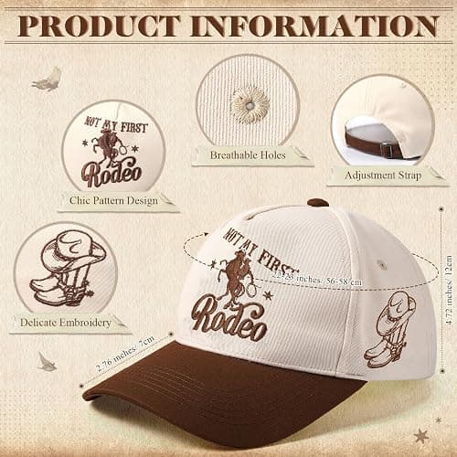 JaGely Western Trucker Hat Vintage Funny Cowboy Cowgirl Hat Retro Embroidered Cap Adjustable Country Cap for Women Men thumbnail 2