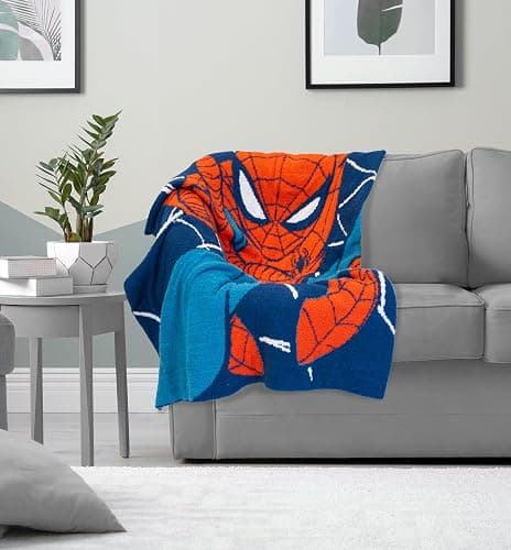 Jay Franco Marvel Spiderman Feather Knit Throw Blanket 50x60 Super Soft | Fluffy Fuzzy Fleece for Kids & Adults, Lightweight Cozy Machine Washable, Officially Licensed Marvel Throw, Couch & Bed, Blue thumbnail 2