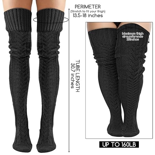 Buauty Women's Cable Knitted Boot Socks Extra Long Thigh High Winter Stockings Over Knee Leg Warmers thumbnail 3