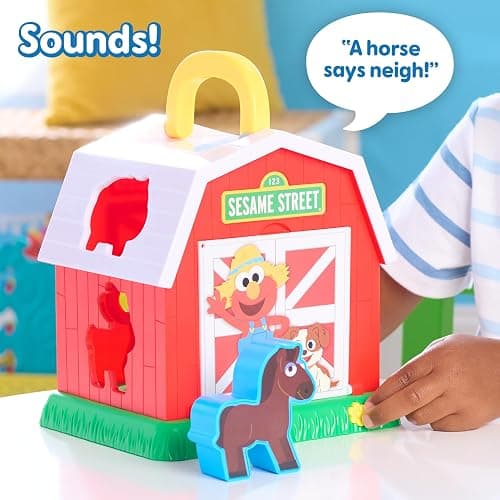 Sesame Street Elmo's Learn & Sort Barn with Music and Sounds, 6-Pieces, Teaches Toddlers Shapes, Sounds, and Problem-Solving Skills, Toy for Girls, Boys, Kids, Ages 2 and Up by Just Play thumbnail 5