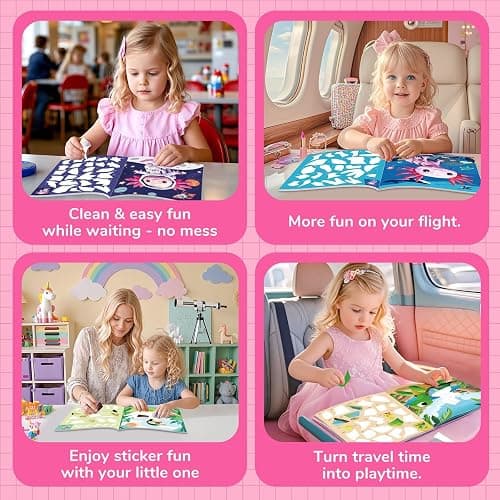 2PCS CutteeyFyry Paint by Number Sticker Book Travel Activities for Girls Kids - Road Trip & Airplane Toys, Birthday Present, Classroom Gifts, Travel Essentials for Toddlers & Long Car Rides thumbnail 5
