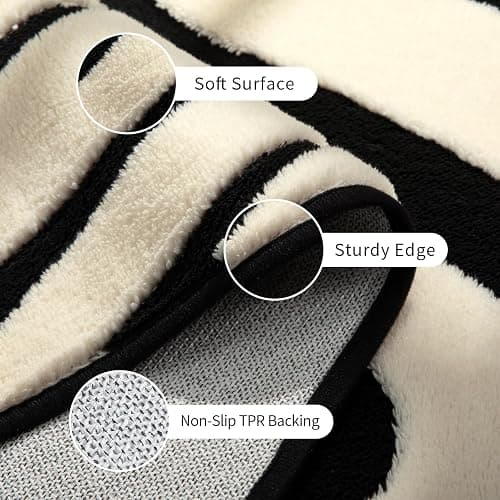 YIHOUSE 2×3 Ft Entryway Rugs: Washable Zebra Striped Small Rug - Modern Black and Cream White Rug for Indoor Entrance Bedroom Bathroom Home Decor - Nonslip Non-Shedding Carpet thumbnail 5