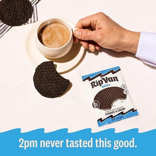 Rip Van Wafels Cookies & Cream Stroopwafels - Healthy Snacks - Non GMO Snack - Keto Friendly - Office Snacks - Low Sugar (3g) - Low Calorie Snack - 12 Count thumbnail 5