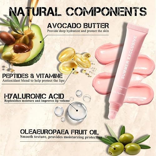 HULYHDP 5 Pcs Summer Tinted Lip Balm Butter - Natural Shea Butter & Olive Oil, Lightweight Hydrating & Non-Sticky, Soothes & Softens Dry Chapped Lips, Lip Gloss Gift Set for Girls, 0.5 Fl Oz thumbnail 5