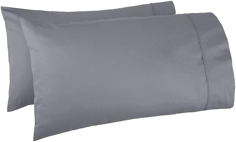 Amazon Basics 400 Thread Count Cotton Pillow Cases, King, Set of 2, Dark Gray, 40" L x 20" W, Pillows Not Included - Image 1