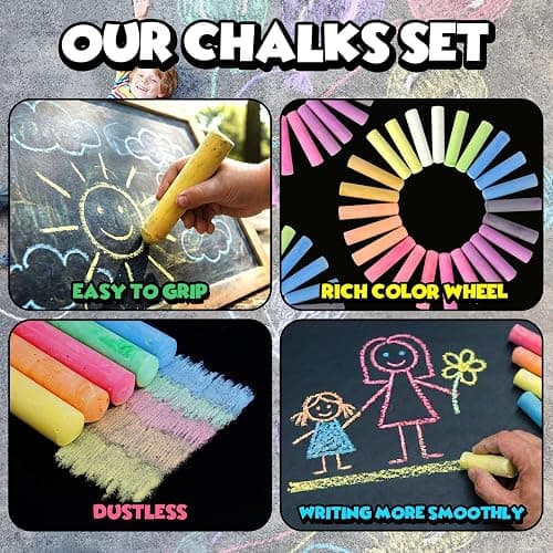 280PCS Sidewalk Chalks in 24 Colors: Washable Jumbo Chalk for Kids Toddlers | Non-Toxic Dustless Colored Chalk Bulk for Outdoor Art, Party Favors, Painting on Chalkboard Blackboard Playground thumbnail 7