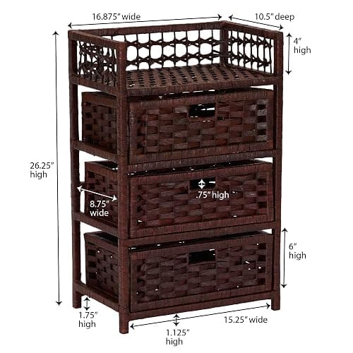 Household Essentials Woven 3 Drawer Chest with Cutout Handles thumbnail 3