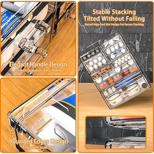 SUOXING Clear Acrylic Makeup Organizer for Vanity,Bathroom,Dresser,6 Drawer Cute Make up Organizers for Counter,Plastic Countertop Makeup Storage for Beauty,Jewelry,Brush,Cosmetic,Skin Care Organizer thumbnail 4