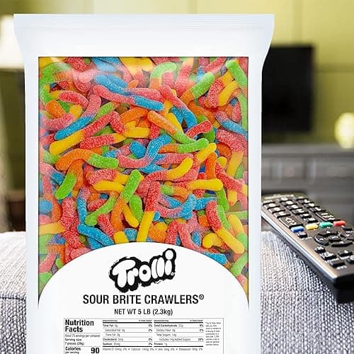 Trolli Sour Brite Crawlers Candy, Gummy Worms Sour Candy, 5 Pound Bulk Bag thumbnail 9