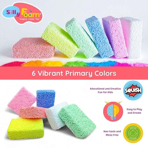 Silly Foam, Creative Modeling Foam Beads, 2-Pack of 6 Neon Pastel Colors, Perfect for Preschool and Kids, Arts & Crafts, Sensory Play, STEM, Travel Toy, Holiday Gifts, Non-Toxic (Age 3+) thumbnail 3