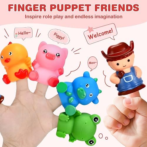 GooMags Montessori Learning Toy Toddler Animal Train Counting Barns Puppets | Montessori toy farm train set with 9 barns & 10 finger puppets for matching sorting, preschool gift for toddler boys girls thumbnail 6