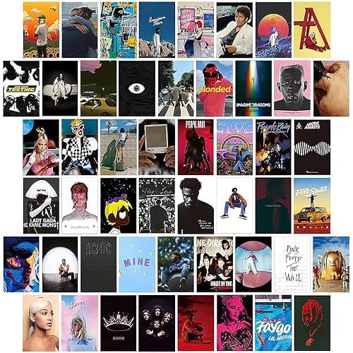 PANYI 50 Pcs Album Cover Aesthetic Pictures Wall Collage Kit4*6IN,Aesthetic Picture Indie Room Deco,Art Posters for Dorm Wall Decor,Double-sided Printing,Posters for Room Aesthetic - Image 1