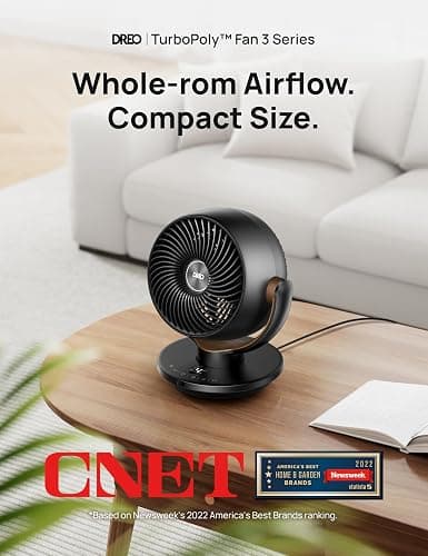 Dreo Fan for Bedroom, Desk Air Circulator Fan with Remote, 11 Inch Table Fans for Whole Room, 60ft Powerful Airflow, 120° Vertical Manual +90° Oscillating Fan, 4 Speeds, 8H Timer, Quiet Fan, Home - Black thumbnail 2