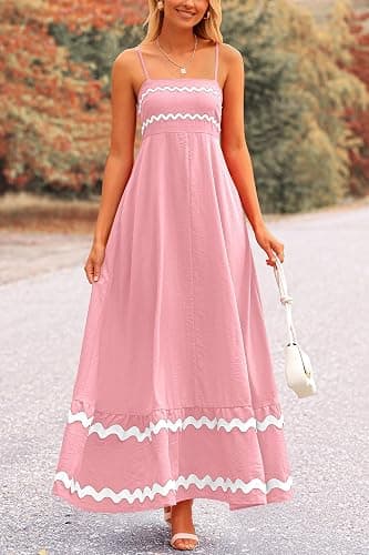 PRETTYGARDEN Women's 2025 Summer Flowy Maxi Dress Casual Sleeveless Spaghetti Strap Ruffle Beach Long Dresses thumbnail 7