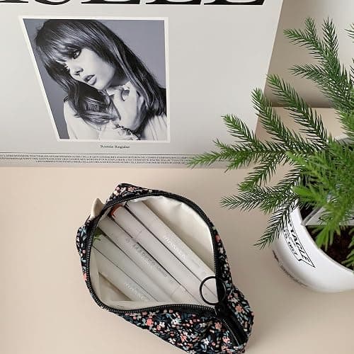 SURBEAV Pencil Case Pen Case Office College School Storage Bag Pouch Holder Box Organizer Makeup Pouch Cosmetic Bag Aesthetic floral flower Cute Pencil Case for Girls Boys Kids (Plum blossom) thumbnail 6