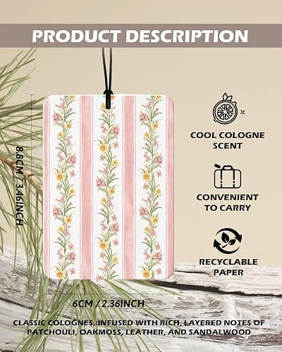 EKGJW Christian Preppy Pink Cologne Car Air Freshener 4 Pcs, Coquette Pink Bow Cherry Floral Bible Verse Hanging Air Freshener for Cars Bathroom Dorm Books Decor, Cute Accessories Gifts for Women thumbnail 2
