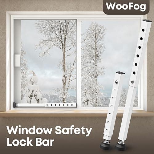 WooFog（Short）Window Security Bar Adjustable, Window Bars Security Inside, Window Lock Bar for Horizontal Sliding Windows, Window Locks for Up and Down Windows, Extends Form 11" to 18" (White-4 Pcs) thumbnail 7
