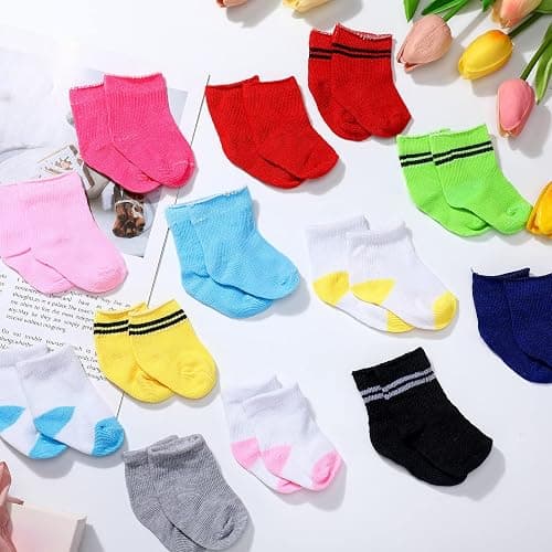 Honoson 16 Pairs Doll Socks for American 18 Inch Doll Socks Accessories Gifts for Holiday Birthday, Multicolor thumbnail 7