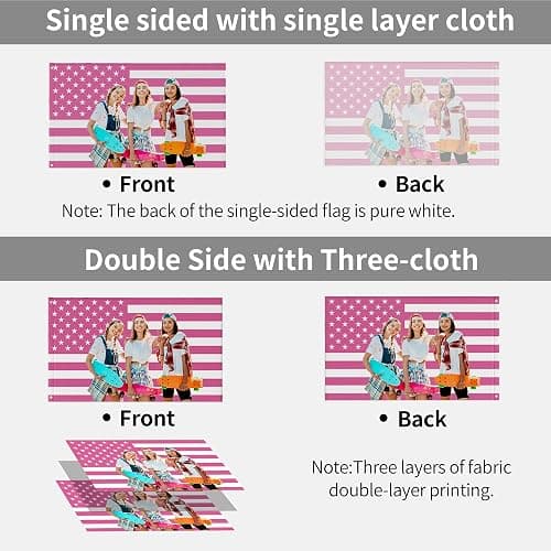 Custom Pink American US Flag 3x5 Ft, Personalized Funny Flags Design Your Own Image Logo Photo Text Single/Double Sided Customized Flag Tapestry for Bedroom Room Dorm Concerts Outdoor Garden Decor thumbnail 6