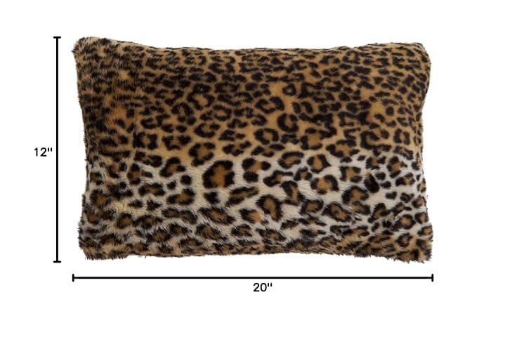 SARO LIFESTYLE Guépard Collection Cheetah Print Faux Fur Throw Pillow with Poly Filling, 12" x 20", Brown thumbnail 3