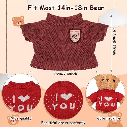 Fuyamp 10 Pcs Bear Clothes Tee Doll Clothes Bear Hoodie Sweater Fit 14-18 Inches Bears Include Cute Clothes Glasses Hat Kawaii Plush Doll Clothes DIY Bear Toy thumbnail 3