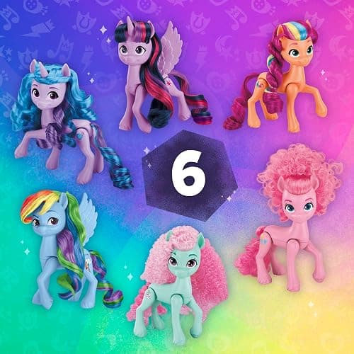 My Little Pony Dolls Rainbow Celebration, 6 Pony Figure Set, 5.5-Inch Dolls, Toys for 3 Year Old Girls and Boys, Unicorn Toys (Amazon Exclusive) thumbnail 5