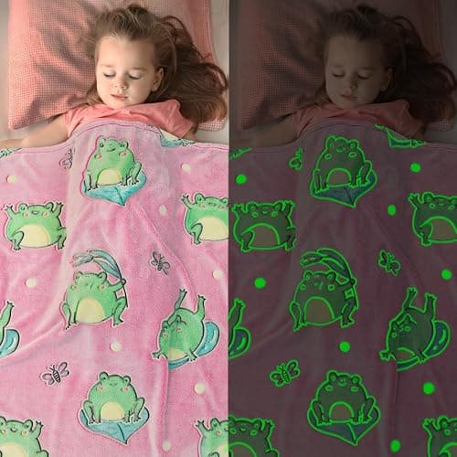 Gdindff Cute Frog Blanket Glow in The Dark Blanket for Kids Frog Gifts for Women Soft Fleece Blanket Pink Frogs Stuff Birthday Gifts thumbnail 4